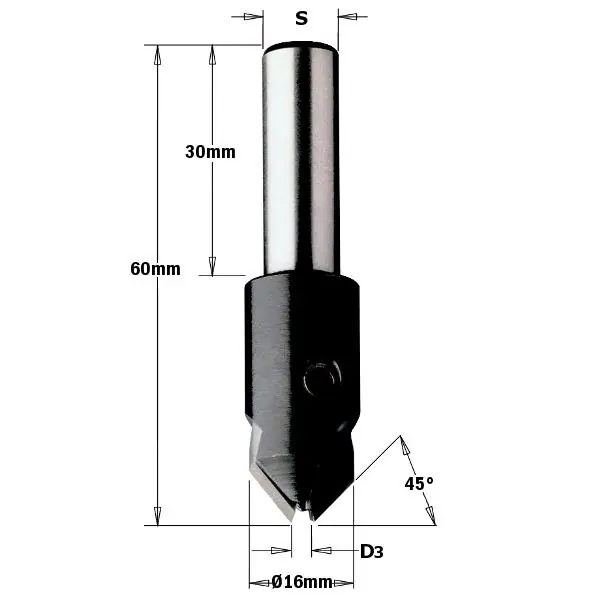 Superprijs | GRN Tools 521.030.11 Verzinker rechts 16mm, schacht 10 x 30