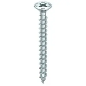 Bestel nu - Heco-Topix-Plus spaanplaatschroef 4,0x45 mm platverzonken kop met freesholtes Pozi-Drive PZD 2 variabele voldraad verzinkt blauw A3K 200 stuks SKV-klein verpakking 60497