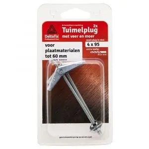 Scherpe prijs | Deltafix tuimelplug met moer verzinkt 3x85 mm blister 2 stuks 23650