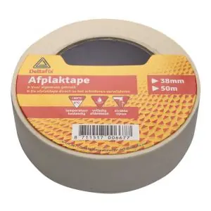 Deltafix afplaktape zelfklevend classic basic met label creme 50 m x 50 mm 668 | Hoog gewaardeerd